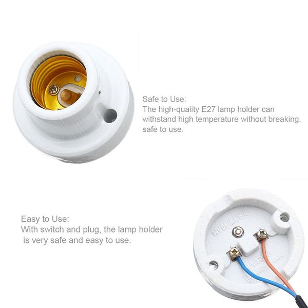 

e27 reptile reptile ceramic lamp holder thermo-optical switch bulb base plug ceramic heating lamp us/eu black lamp holder