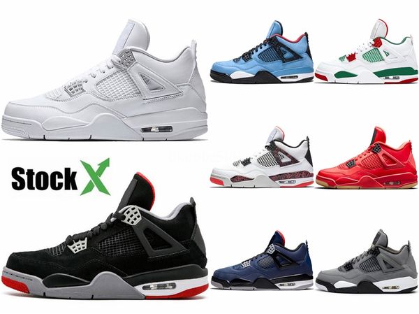 

buy authentic quality 4s og bred designer basketball shoes 2020 new iv black cement grey fire red fashion sports trainers come with box #257