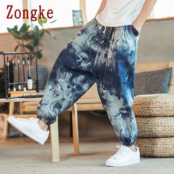 

zongke щиколоток штаны мужские joggers брюки мужские брюки streetwear sweatpants гарем брюки 5xl hip hop 2020 осень, Black