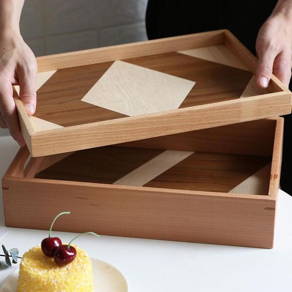 

wooden serving tray wood plate square dishe drink platter plate dinner fruit snack tray home decor storage