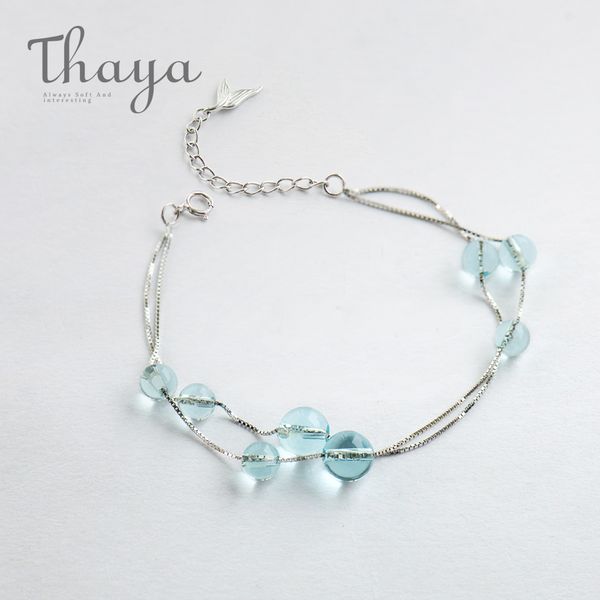 Thaya Sereia Espuma Pulseira Design S925 Sterling Silver Cadeia De Pesca De Peixe Duplo Cadeia De Cristal Pulseiras Para As Mulheres Elegantes Jóias Y19051602