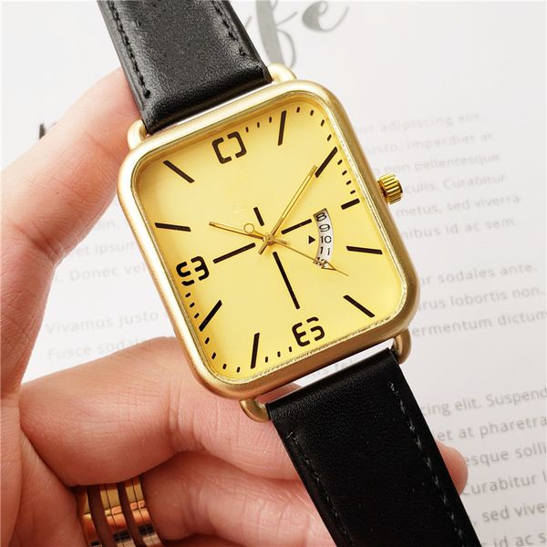 

Новые Роскошные Пара марка женские мужские часы Мода Кожаный ремешок Золотой Ква