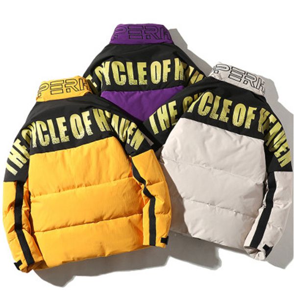 

mens new down jacket male couple hip hop tide brand short down jacket men thick warm street fashion trend parkas 4 colors, Black