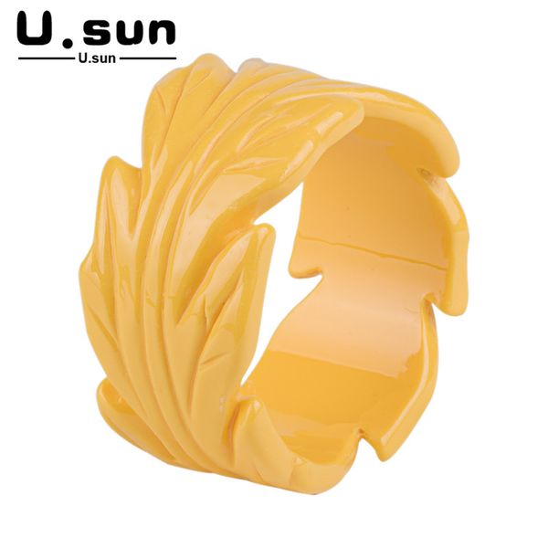 

u.sun jewelry bracelets retro women leaf bracelet bangle big charm cuff party jewelry statement for girls, Black