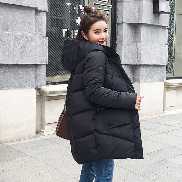 

2018 winter jacket women thick long women parkas hooded female outwear coat down cotton padded, Black