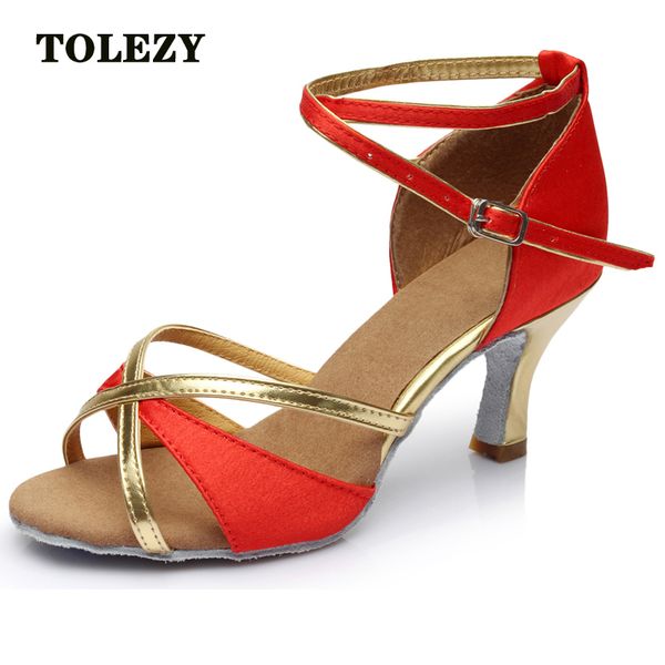 

woman dance sandals women's professional red latin dancing shoes 5cm/7cm girl's/woman girl's ballroom tango salsa dance shoes