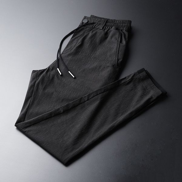 

men's pants summer mens trousers bamboo fiber ventilate casual sport plus size 4xl hight quality men, Black
