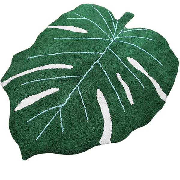 

nordic ins leaf carpet cotton floor protection pad computer chair mats living room coffee table mat dark green anti-fall mat floor mat