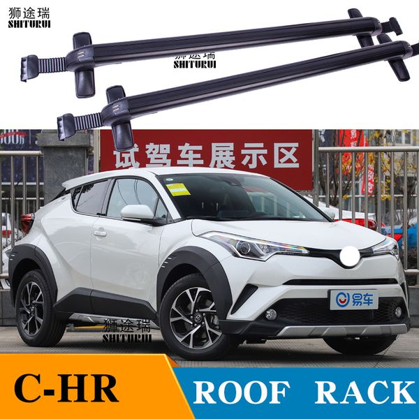 

car luggage rack crossbar roof rack for toyota c-hr coupe 4 door 2017+ 2018 2019 load 100kg bar led roof rails