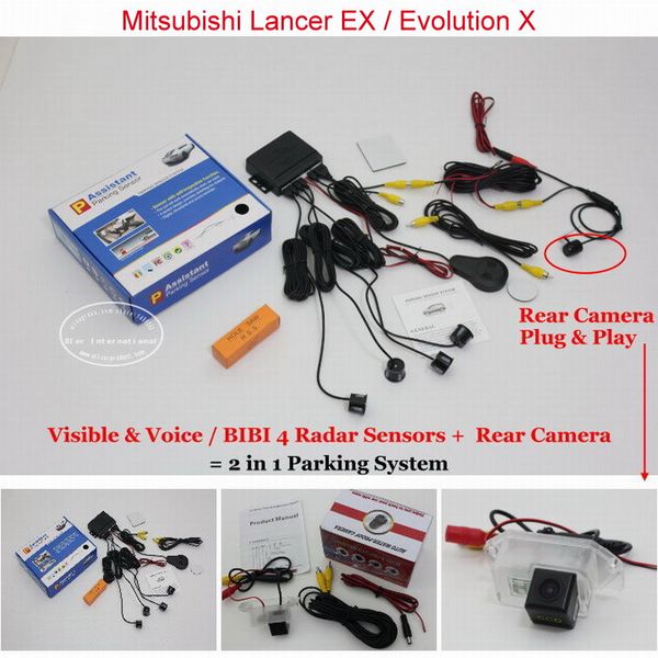 

liislee for mitsubishi lancer ex / evolution x - car parking sensors + rear view camera = 2 in 1 visual / alarm parking system