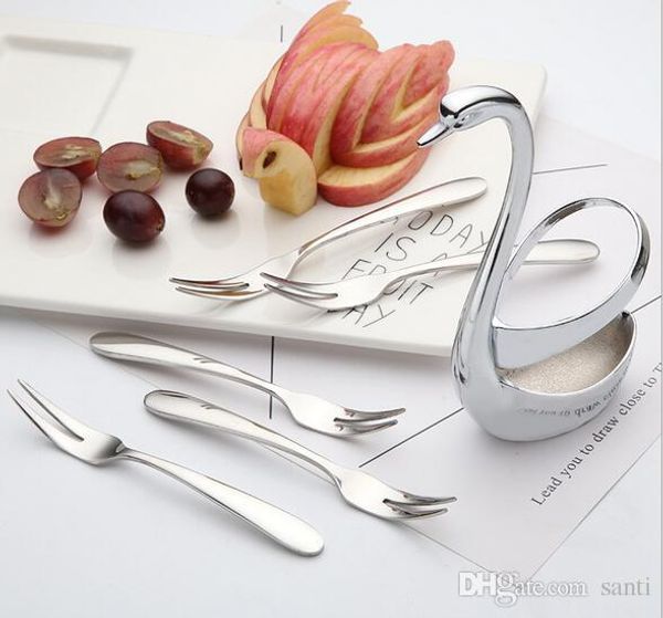 

горячая столовая бар лебедь из нержавеющей стали фрукты пищевая вилка ложка нож держатель ножки посуда нож держатель базы свадебные украшени