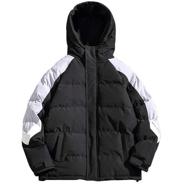 

thermal men trench padded zip hooded vintage fashion winter jacket anorak thicken warm parkas casual streetwear big size kk60mf, Black