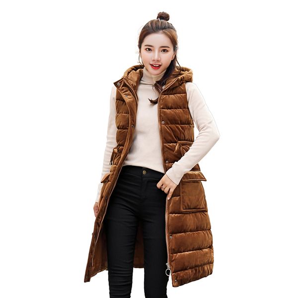 

2019 autumn winter long vest women fashion jackets coats glossy fabric vests white colour coats vintage out wear woman clothing, Black;white