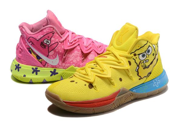 

2019 new kyrie 5 ep sponge square patrick confettis men basketball shoes kyrie v sbsp what the kyries pink/yellow mens sports sneakers, Black