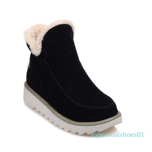 

gaoke 2020 autumn winter women snow boots round toe ankle warm plush boots slip-on shoes flats black beige brown size 34-43 t01