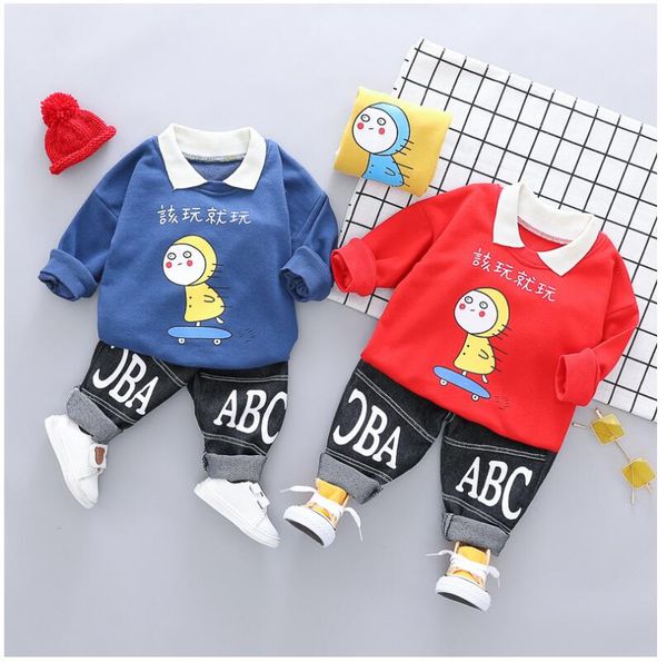 

new baby infant clothing suits 2019 autumn toddler boys girls clothes sets cartoon shirt pants kids children costume suit, White