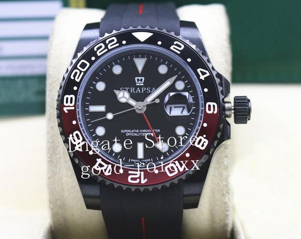 

men's black pvd watch automatic 2813 gmt ii watches men sapphire 116710 sport dive pepsi 116719 batman oysterflex rubber master wristwa, Slivery;brown