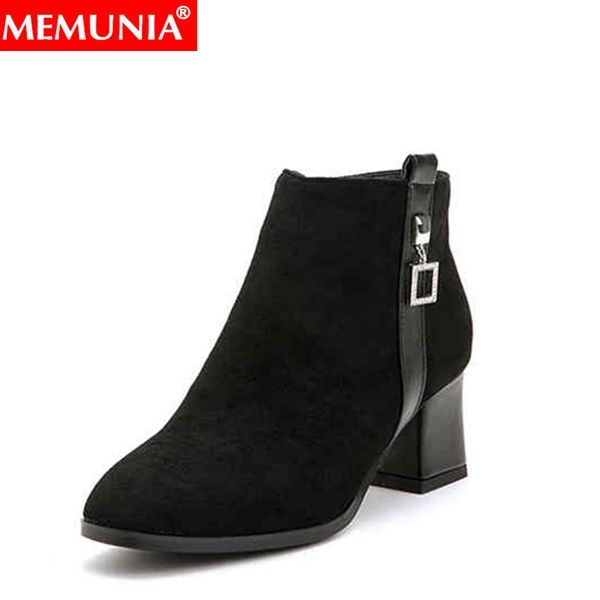 

memunia 2020 new women boots square high heels round toe black fashion shoes female ladies ankle boots for women