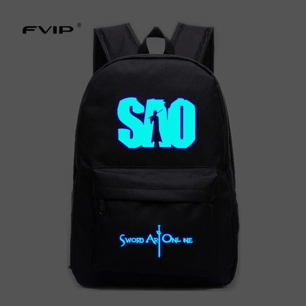 

fvip cool lumious sword art online backpack japan anime printing school bag for teenagers cartoon travel bag