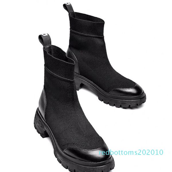

new designer thick bottom martin british wind winter net red wild handsome high shoes female leather locomotive black white rr10