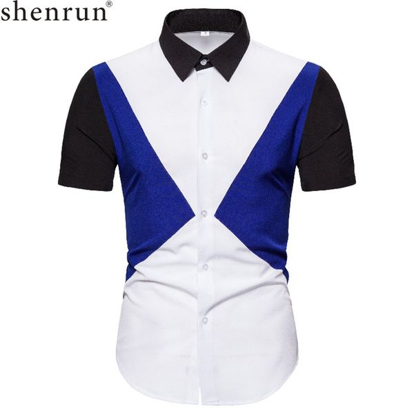 

shenrun summer shirts short sleeve matching color fashion japanese style business formal casual shirt beach holiday daily life, White;black