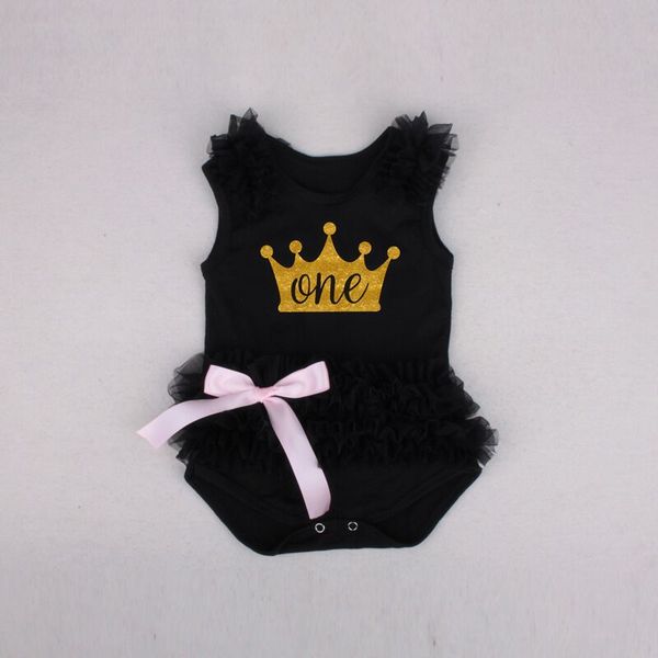 

0-18 months newborn baby girl crown romper for birthday 100% cotton bow gauze rompers sleeveless toddler clothes, Blue