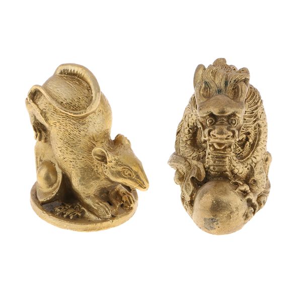 

2xcollectable traditional chinese zodiac shengxiao mouse figurine