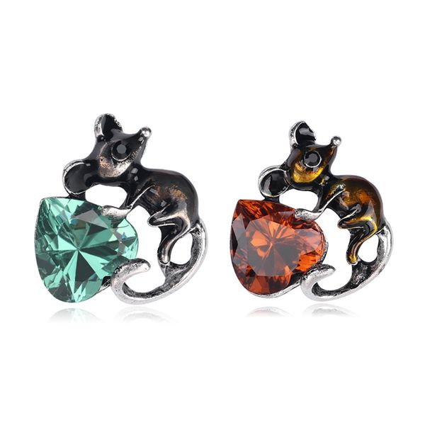 

2 pcs enamel mouse brooch pins women girls cartoon animal rat brooches, Gray