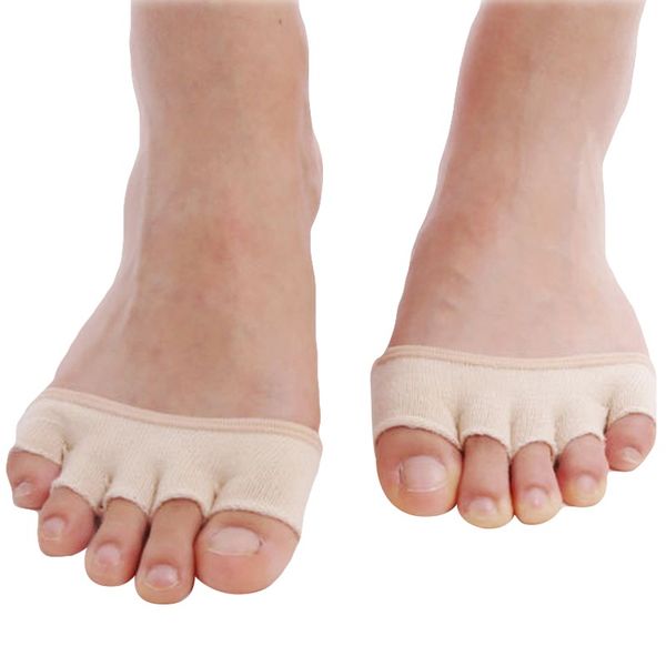 

women yoga half palm sock grip five finger socks half palm socks summer high heeled short slip on toeless sock foot care, Black