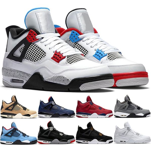 

air jordan retro 4 basketball shoes men women what the 4s cactus jack houston oilers athletic trainer sports sneakers size 40-47, White;red