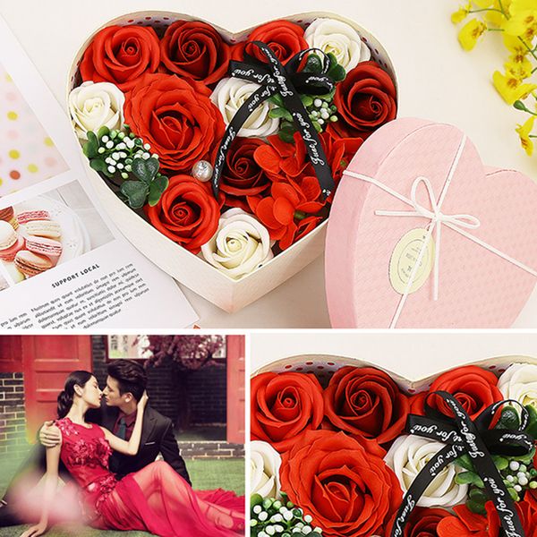 

rose soap mixed color heart scented bath body petal fake rose flower soap wedding decoration gift for valentine's day gift