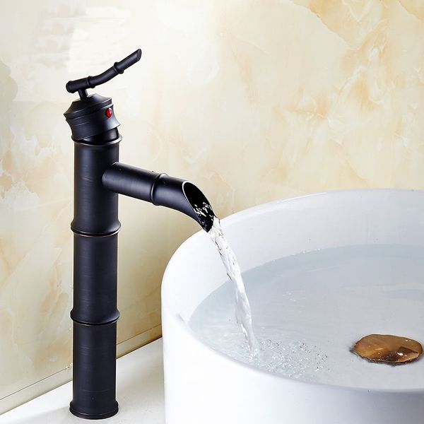 

copper european black antique bamboo style wash basin faucet mixer water tap, art retro brass bathroom basin faucet and cold