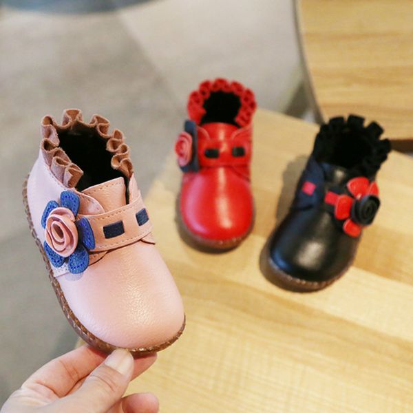 

autumn and winter children' girls shoes boots flower cartoon thicken short tube fashion boots kids shoes toddler, Black;grey