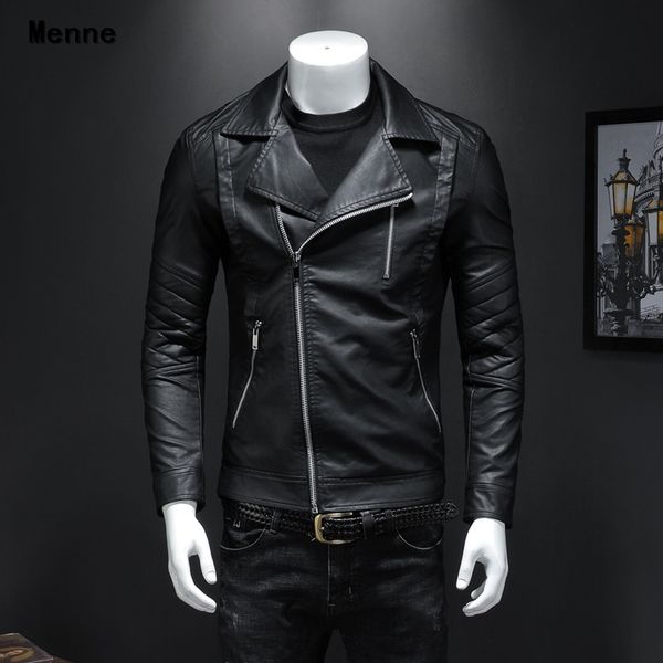 

2019 new men's jacket\ winter leather /lapel/england/locomotive, Black