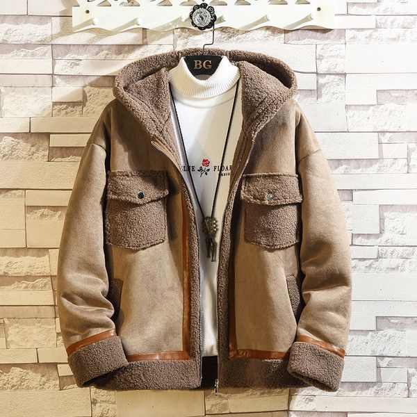 

2019 autumn & winter new arrival japanese plus size hooded men's fur coat men's casual zipper cardigan shirt coat ing, Black