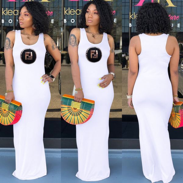 

Summer Women Letter Sequins Dresses Casual Maxi Dresses Candy Color Female Sleeveless Bodycon Dresses