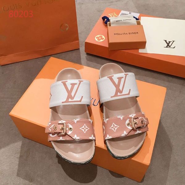 

Women de igner andal luxury real leather flip flop metal chain ummer beach hoe fa hion lipper with box ize 35 39