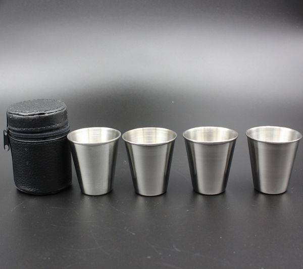 

4pcs stainless steel tumbler wine glasses small metal glass 70 ml for gifts hiking camping party home