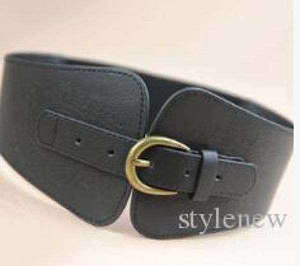 

оптовая продажа-0075 женщины дамы старинные супер широкий искусственная кожа золото металлическая пряжка тотем печати эластичный эластичный, Black;brown