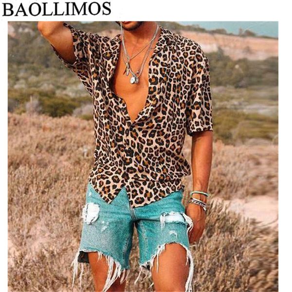 

men's short sleeve leopard print shirts male loose summer casual turn down neck blouse plus size s-3xl men shirt, White;black