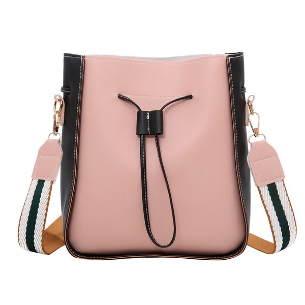

women's fashion bucket bag color stitching shoulder handbags british fashion simple small square canta commute messenger bag yl4