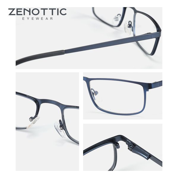 Atacado-ZENOTTIC quadrados liga claro óptica óculos de armação Homens Miopia Hipermetropia Eye Glasses PrescriptFrame New Men Acessórios