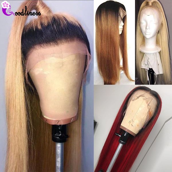 

ombre brazilian straight lace front human hair wig 13x4 99j burgundy blonde 613 lace front wig colored human hair wigs remy 150%, Black;brown