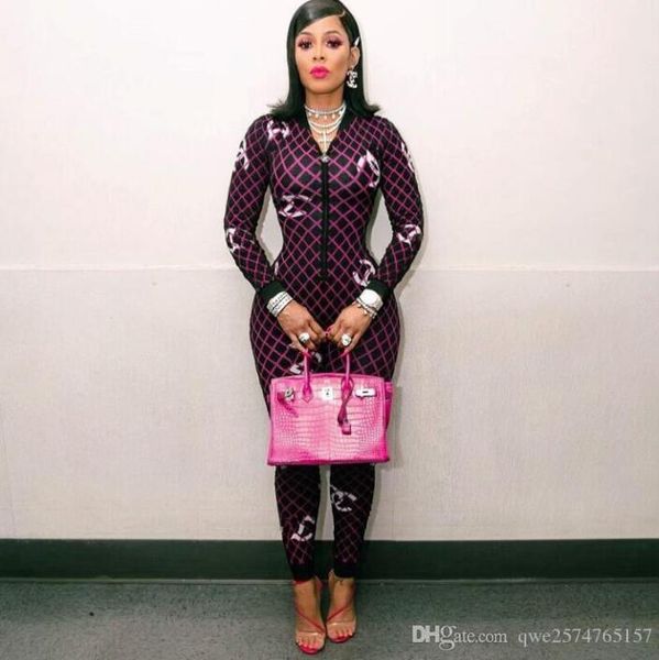 

2019 women brand designer jumpsuits rompers one piece pants slim legging autumn winter womens clothing t sportswear c1 3064, Black;white