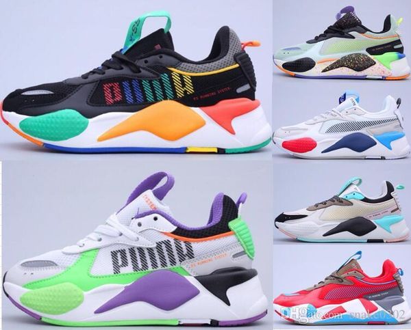 

rs-x reinvention leather mesh breathable running shoes rs x reinvention running system colorful ink splashing athletic shoes, Black