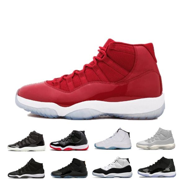 

new wmns metallic silver 11 11s high concord 45 space jam mens basketball shoes bred gamma blue barons men sports designer sneakers trainers, White;red