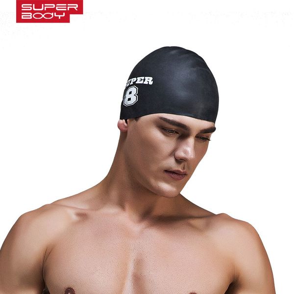 

superbody 2018 men and women universal swimming caps new swimming cap silicone waterproof protect ear particle swimming cap