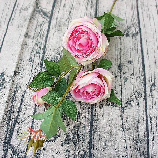 

large british royal grand rose long branch artificial flowers roses silk fake flowers for wedding autumn fall decoration flores