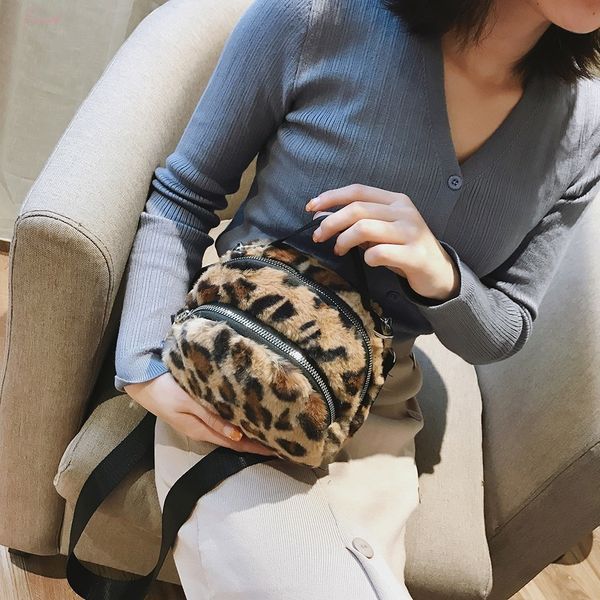 

womens leopard plush shoulder bags 2020 new fashion messenger bag ladies zipper shoulder bag girl small bags bolsa feminina