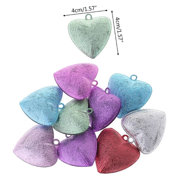 

mixed color christmas heart jingle bells pendant charm decor ornament craft d5bd